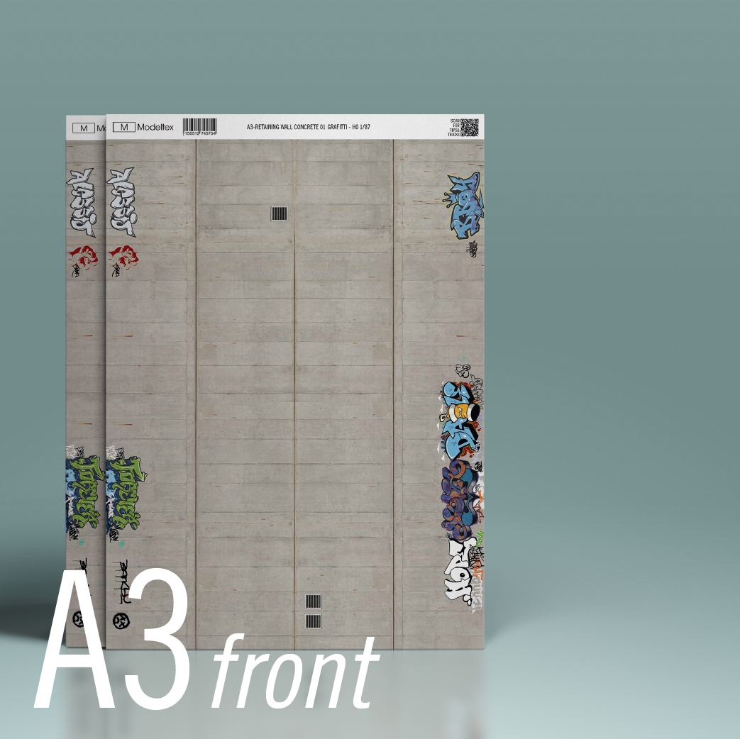Modeltex : Retaining Wall Concrete 01 - Graffiti