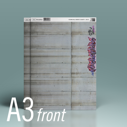 Modeltex : Retaining Wall Concrete 02 Wheatered with graffiti